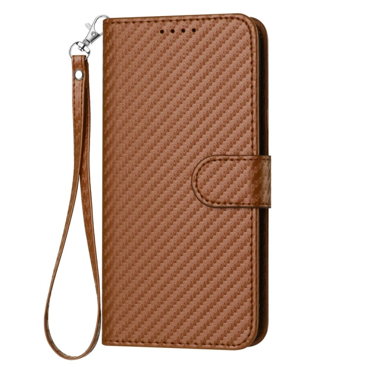 For Huawei Pura 70 YX0070 Carbon Fiber Buckle Leather Phone Case with Lanyard(Coffee) - Huawei Cases by PMC Jewellery | Online Shopping South Africa | PMC Jewellery | Buy Now Pay Later Mobicred