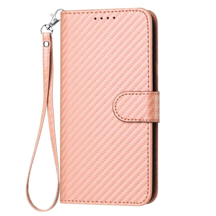 For Huawei Pura 70 YX0070 Carbon Fiber Buckle Leather Phone Case with Lanyard(Pink) - Huawei Cases by PMC Jewellery | Online Shopping South Africa | PMC Jewellery | Buy Now Pay Later Mobicred