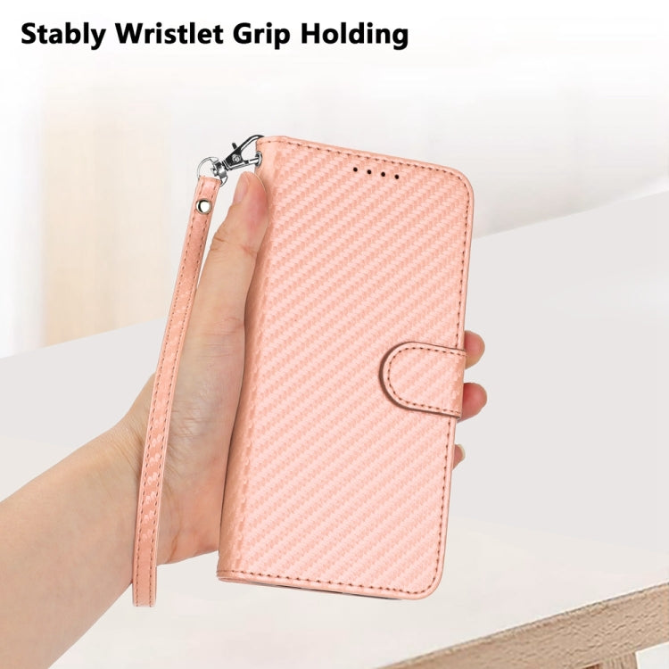 For Huawei Pura 70 YX0070 Carbon Fiber Buckle Leather Phone Case with Lanyard(Pink) - Huawei Cases by PMC Jewellery | Online Shopping South Africa | PMC Jewellery | Buy Now Pay Later Mobicred