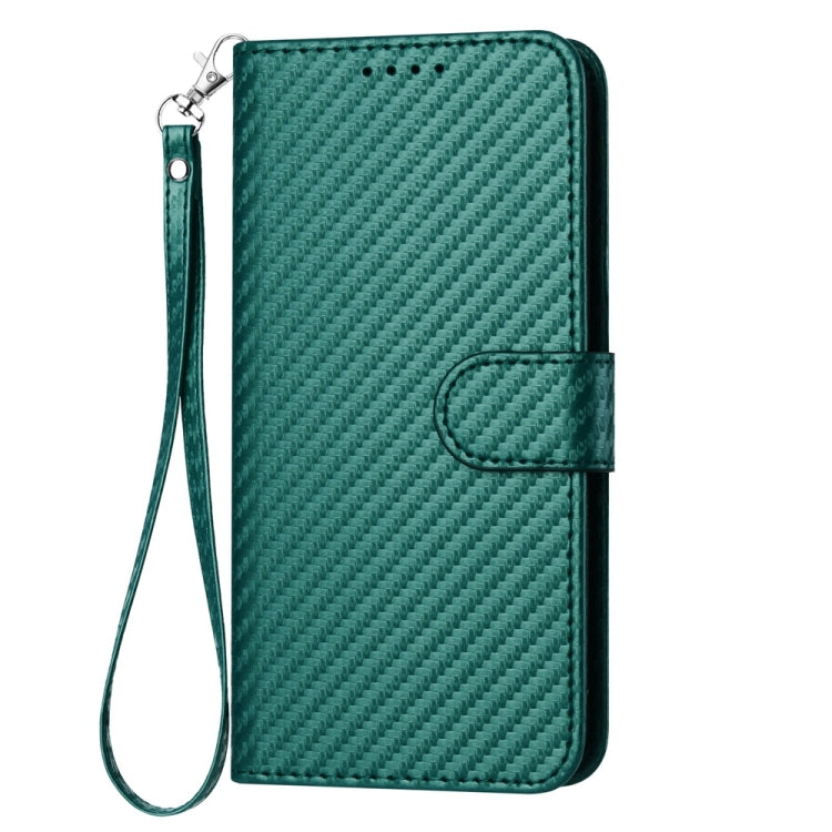 For Huawei Pura 70 YX0070 Carbon Fiber Buckle Leather Phone Case with Lanyard(Dark Green) - Huawei Cases by PMC Jewellery | Online Shopping South Africa | PMC Jewellery | Buy Now Pay Later Mobicred