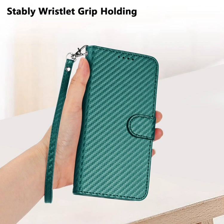 For Huawei Pura 70 YX0070 Carbon Fiber Buckle Leather Phone Case with Lanyard(Dark Green) - Huawei Cases by PMC Jewellery | Online Shopping South Africa | PMC Jewellery | Buy Now Pay Later Mobicred