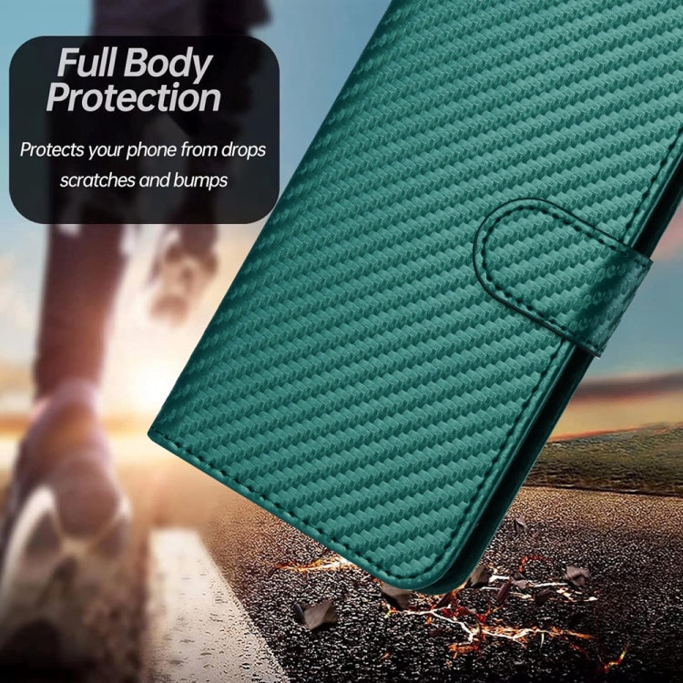 For Huawei Pura 70 YX0070 Carbon Fiber Buckle Leather Phone Case with Lanyard(Dark Green) - Huawei Cases by PMC Jewellery | Online Shopping South Africa | PMC Jewellery | Buy Now Pay Later Mobicred