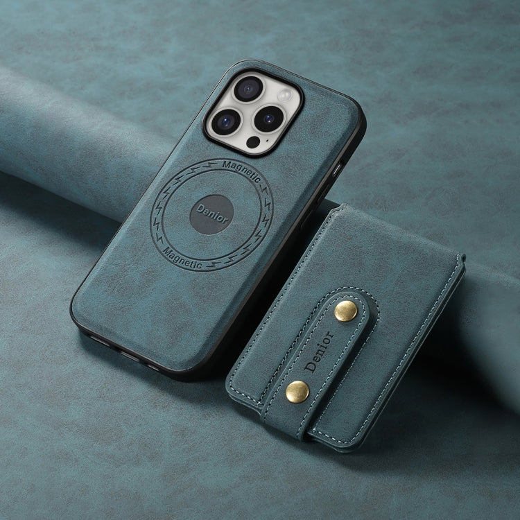 For iPhone 16 Pro Denior D14 NK Retro Pattern MagSafe Magnetic Card Holder Leather Phone Case(Blue) - free shipping - PMC TechLife - Order now!