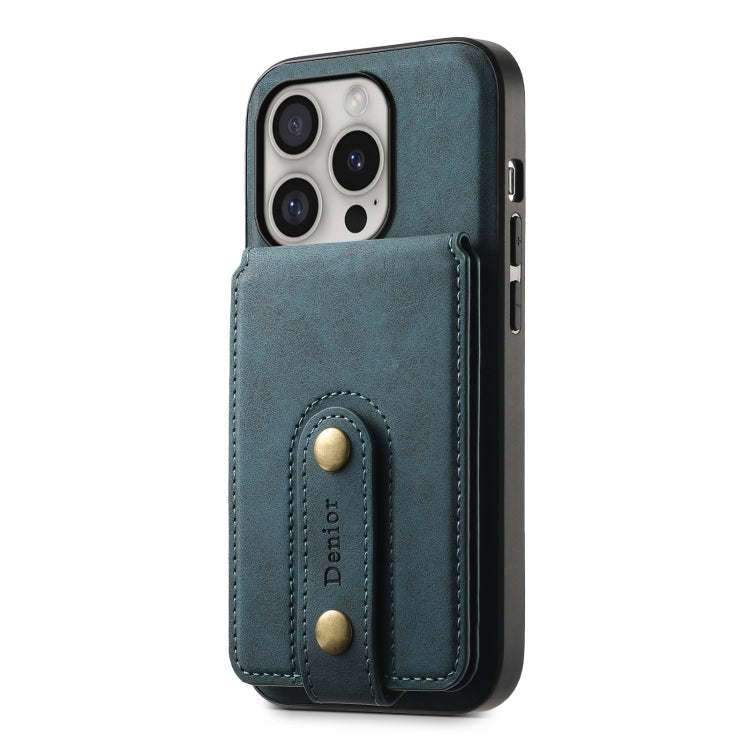 For iPhone 16 Pro Denior D14 NK Retro Pattern MagSafe Magnetic Card Holder Leather Phone Case(Blue) - free shipping - PMC TechLife - Order now!
