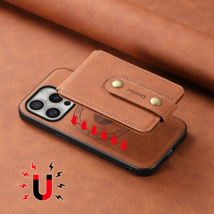 For iPhone 16 Pro Max Denior D14 NK Retro Pattern MagSafe Magnetic Card Holder Leather Phone Case(Brown) - free shipping - PMC TechLife - Order now!
