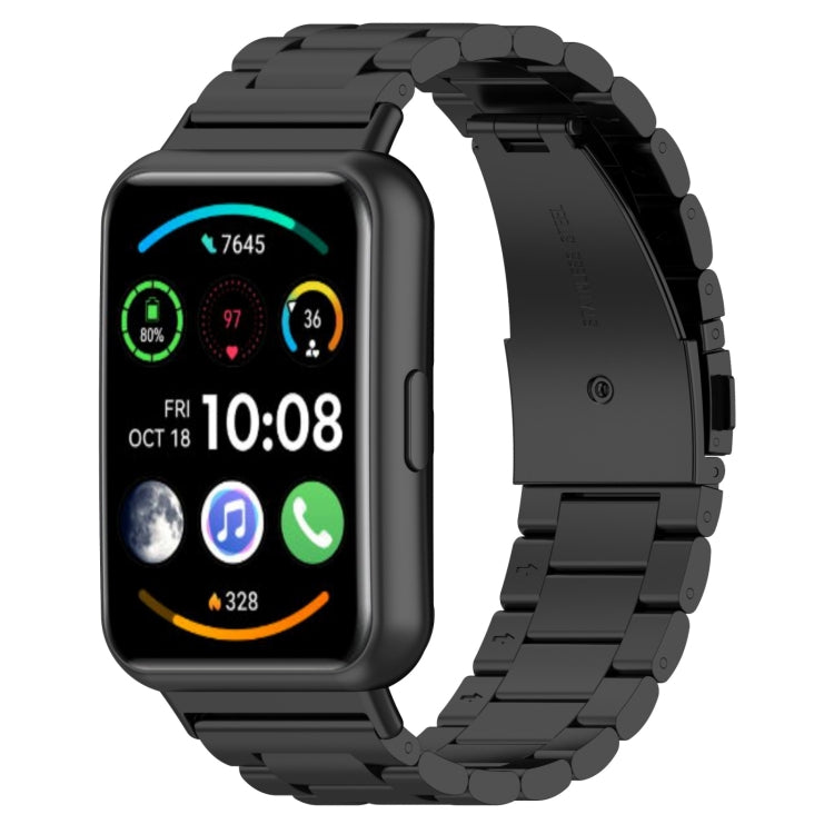 For Huawei Watch Fit 3 Three Bead Stainless Steel Metal Watch Band(Black) - free shipping - PMc TechLife - Order now!