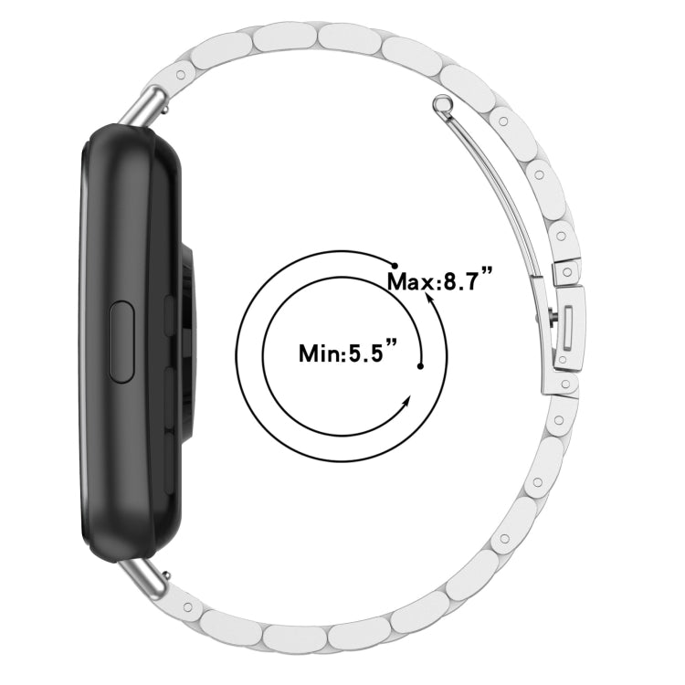 For Huawei Watch Fit 3 Three Bead Stainless Steel Metal Watch Band(Rose Gold) - Watch Bands by PMc TechLife | Online Shopping South Africa | PMc TechLife | Buy Now Pay Later Mobicred
