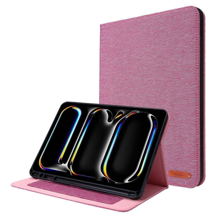 For iPad Pro 13 2024 Fabric Leather Tablet Case(Rose Red) - iPad Pro 13 2024 Cases by PMC TechLife | Online Shopping South Africa | PMC TechLife | Buy Now Pay Later Mobicred