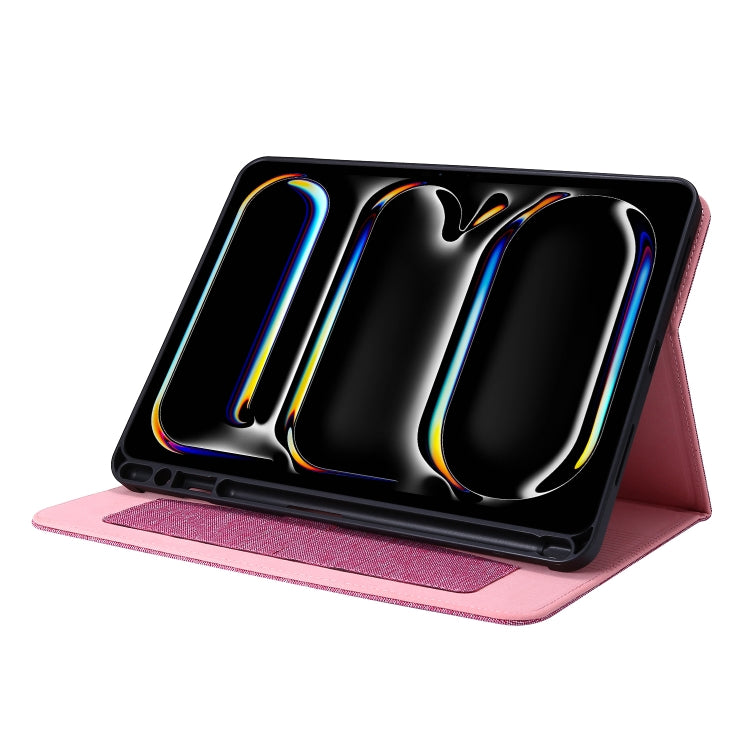 For iPad Pro 13 2024 Fabric Leather Tablet Case(Rose Red) - iPad Pro 13 2024 Cases by PMC TechLife | Online Shopping South Africa | PMC TechLife | Buy Now Pay Later Mobicred