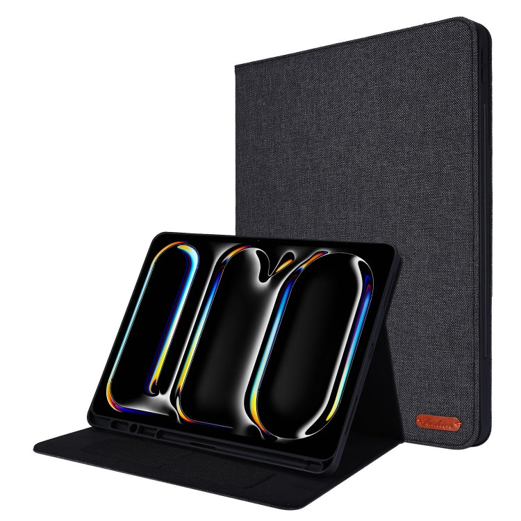 For iPad Pro 13 2024 Fabric Leather Tablet Case(Black) - iPad Pro 13 2024 Cases by PMC TechLife | Online Shopping South Africa | PMC TechLife | Buy Now Pay Later Mobicred