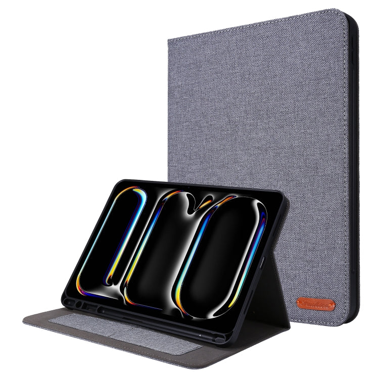 For iPad Pro 11 2024 Fabric Leather Tablet Case(Grey) - iPad Pro 11 2024 Cases by PMC TechLife | Online Shopping South Africa | PMC TechLife | Buy Now Pay Later Mobicred