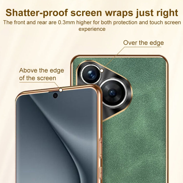 For Huawei Pura 70 Electroplating Lambskin Leather Phone Case(Black) - free shipping - PMC Jewellery - Order now!