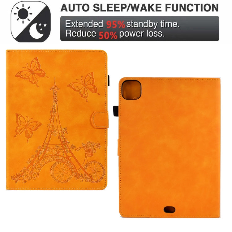 For iPad Pro 11 2024 Tower Embossed Leather Smart Tablet Case(Khaki) - iPad Pro 11 2024 Cases by PMC TechLife | Online Shopping South Africa | PMC TechLife | Buy Now Pay Later Mobicred