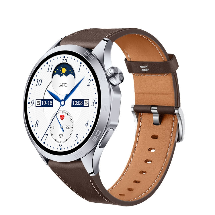 WS-26 1.52 inch IP67 Sport Smart Watch Support Bluetooth Call / Sleep / Blood Oxygen / Heart Rate / Blood Pressure Health Monitor, Leather Strap(Silver) - Smart Watches by PMC TechLife | Online Shopping South Africa | PMC TechLife | Buy Now Pay Later Mobicred