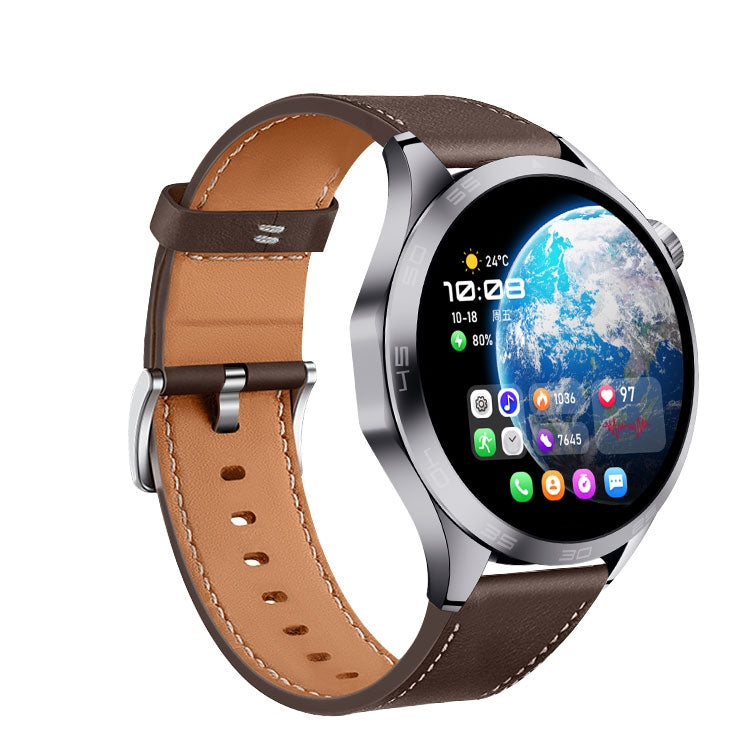 WS-26 1.52 inch IP67 Sport Smart Watch Support Bluetooth Call / Sleep / Blood Oxygen / Heart Rate / Blood Pressure Health Monitor, Leather Strap(Silver) - Smart Watches by PMC TechLife | Online Shopping South Africa | PMC TechLife | Buy Now Pay Later Mobicred