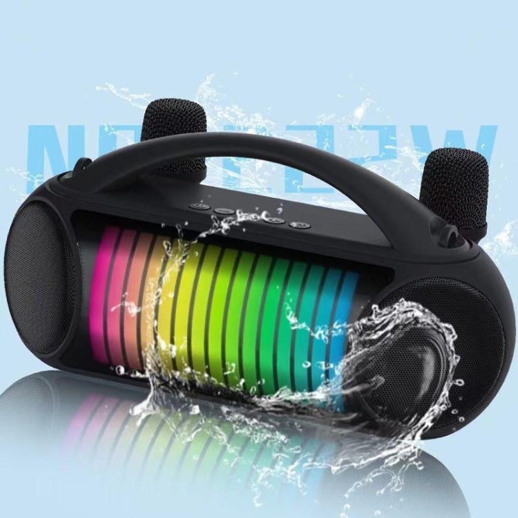 NewRixing NR-222 Portable Outdoor Dual Mic Colorful Wireless Bluetooth Speaker(Black) - free shipping - PMC Jewellery - Order now!