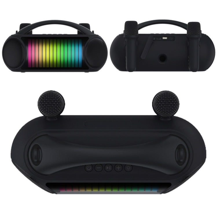 NewRixing NR-222 Portable Outdoor Dual Mic Colorful Wireless Bluetooth Speaker(Black) - free shipping - PMC Jewellery - Order now!