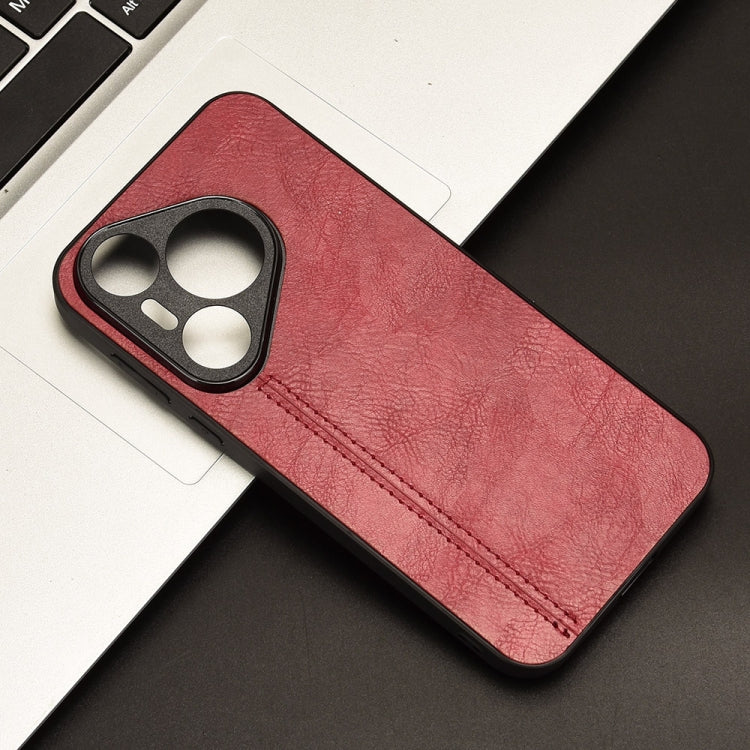 For Huawei Pura 70 Cow Pattern Sewing Card Bag Phone Case(Red) - free shipping - PMC Jewellery - Order now!