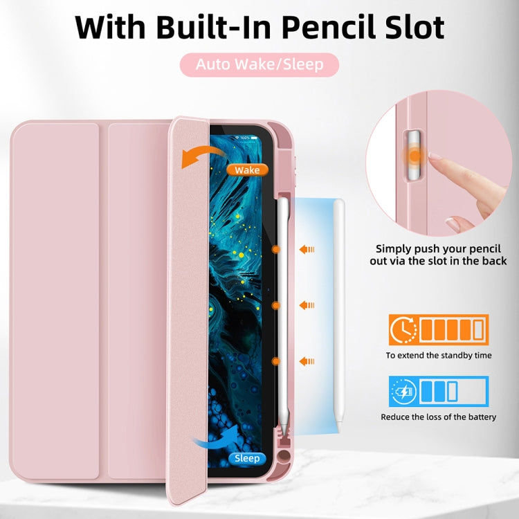 For iPad Air 11 2025 / 2024 3-fold TPU Smart Leather Tablet Case with Pen Slot(Pink) - iPad Air 11 2025 / 2024 Cases by PMC TechLife | Online Shopping South Africa | PMC TechLife | Buy Now Pay Later Mobicred