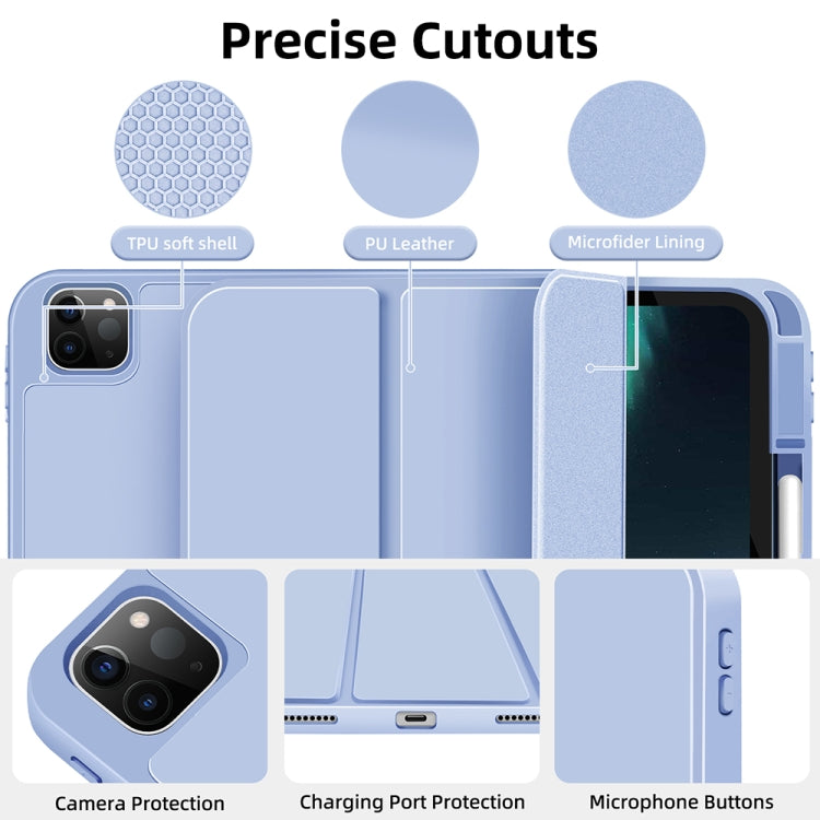 For iPad Pro 11 2024 3-fold TPU Smart Leather Tablet Case with Pen Slot(Ice Blue) - iPad Pro 11 2024 Cases by PMC TechLife | Online Shopping South Africa | PMC TechLife | Buy Now Pay Later Mobicred