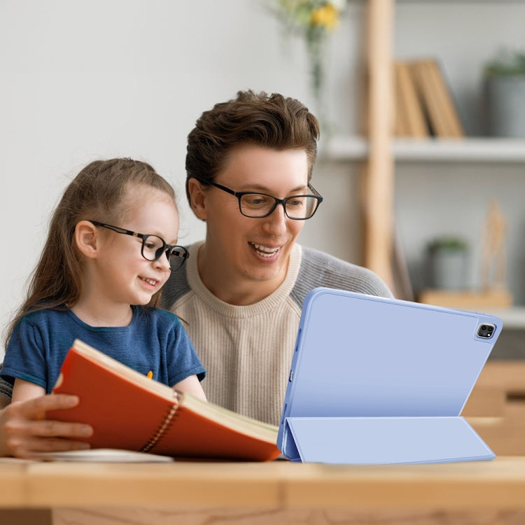 For iPad Pro 13 2024 3-fold TPU Smart Leather Tablet Case with Pen Slot(Ice Blue) - iPad Pro 13 2024 Cases by PMC TechLife | Online Shopping South Africa | PMC TechLife | Buy Now Pay Later Mobicred