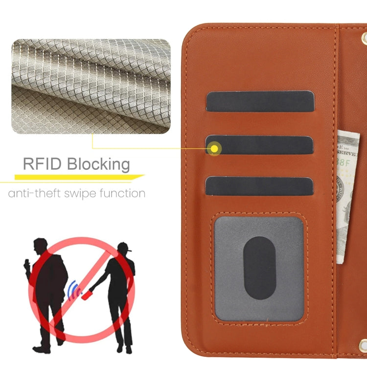 For Google Pixel 9 Crossbody Multifunction Rhombic Leather Phone Case(Brown) - Google Cases by PMC TechLife | Online Shopping South Africa | PMC TechLife | Buy Now Pay Later Mobicred