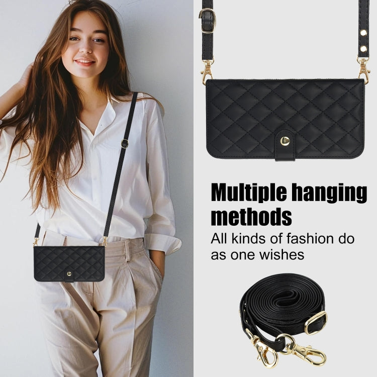 For Google Pixel 9 Pro XL Crossbody Multifunction Rhombic Leather Phone Case(Black) - Google Cases by PMC TechLife | Online Shopping South Africa | PMC TechLife | Buy Now Pay Later Mobicred