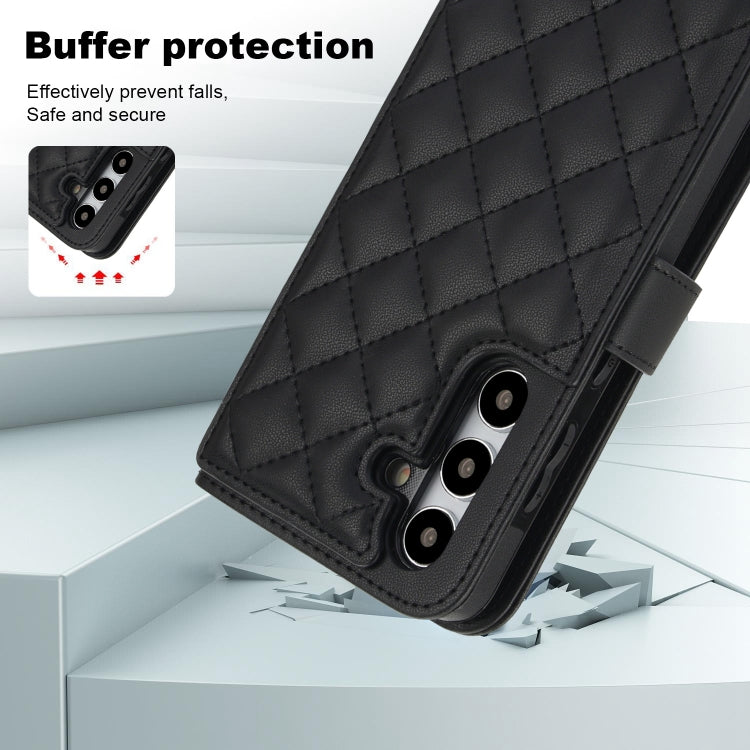 For Samsung Galaxy S24+ 5G Crossbody Multifunction Rhombic Leather Phone Case(Black) - free shipping - PMC Jewellery - Order now!