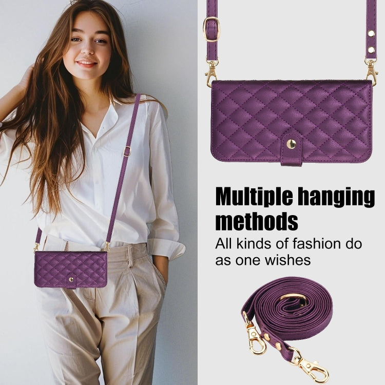 For Samsung Galaxy S24+ 5G Crossbody Multifunction Rhombic Leather Phone Case(Dark Purple) - Galaxy S24+ 5G Cases by PMC Jewellery | Online Shopping South Africa | PMC Jewellery | Buy Now Pay Later Mobicred