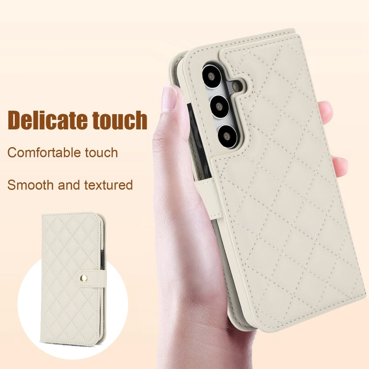 For Samsung Galaxy S24 5G Crossbody Multifunction Rhombic Leather Phone Case(White) - Galaxy S24 5G Cases by PMC Jewellery | Online Shopping South Africa | PMC Jewellery | Buy Now Pay Later Mobicred