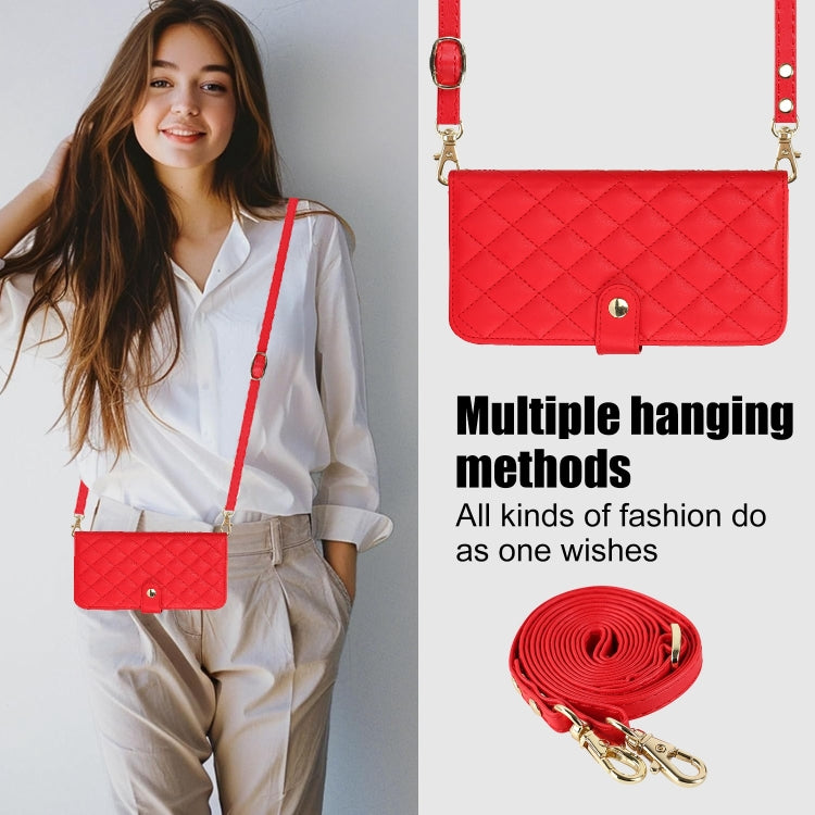 For Samsung Galaxy S24 5G Crossbody Multifunction Rhombic Leather Phone Case(Red) - Galaxy S24 5G Cases by PMC Jewellery | Online Shopping South Africa | PMC Jewellery | Buy Now Pay Later Mobicred