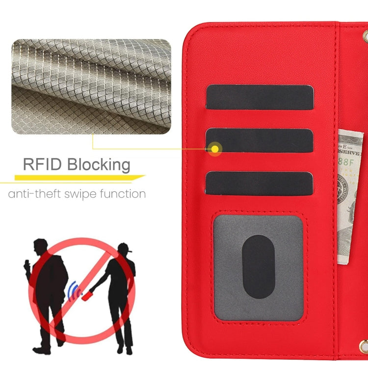 For Samsung Galaxy S24 5G Crossbody Multifunction Rhombic Leather Phone Case(Red) - Galaxy S24 5G Cases by PMC Jewellery | Online Shopping South Africa | PMC Jewellery | Buy Now Pay Later Mobicred