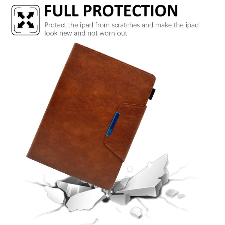 For iPad Pro 11 2024 Suede Cross Texture Magnetic Clasp Leather Smart Tablet Case(Brown) - iPad Pro 11 2024 Cases by PMC TechLife | Online Shopping South Africa | PMC TechLife | Buy Now Pay Later Mobicred