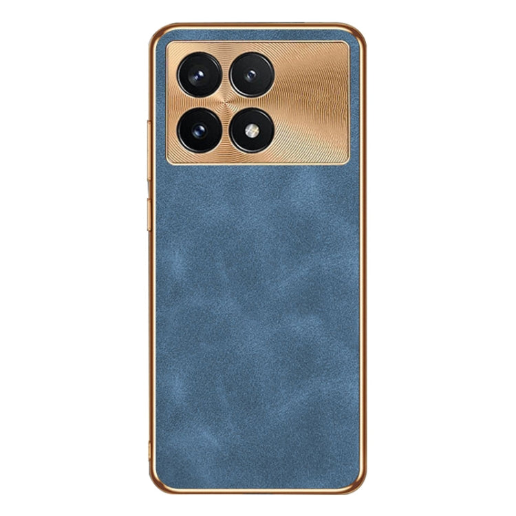 For Xiaomi Redmi K70 Electroplating Lambskin Leather Phone Case(Blue) - Xiaomi Cases by PMC Jewellery | Online Shopping South Africa | PMC Jewellery | Buy Now Pay Later Mobicred