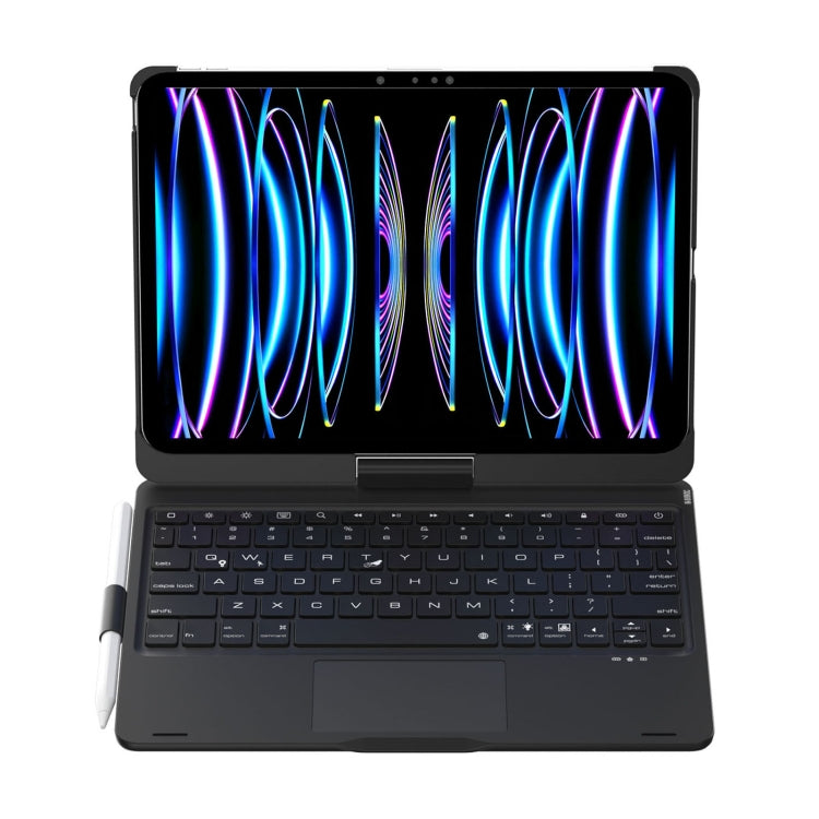 For iPad Pro 11 2024 F11AT 360 Degree Rotating Acrylic Bluetooth Keyboard Leather Case with Backlight(Black) - For iPad Pro by PMC TechLife | Online Shopping South Africa | PMC TechLife | Buy Now Pay Later Mobicred