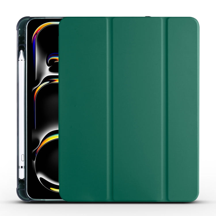 For iPad Pro 11 2024 3-fold TPU Leather Smart Tablet Case with Pen Slot(Pine Green) - iPad Pro 11 2024 Cases by PMC TechLife | Online Shopping South Africa | PMC TechLife | Buy Now Pay Later Mobicred