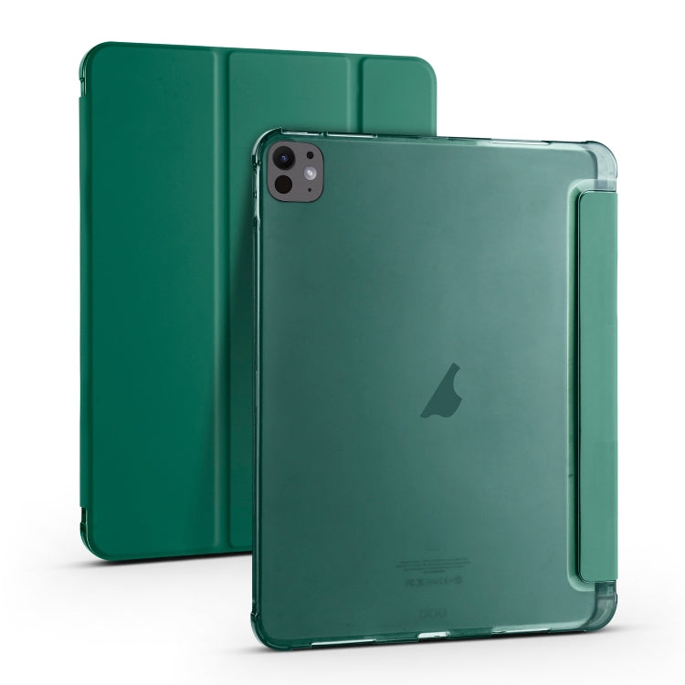 For iPad Pro 11 2024 3-fold TPU Leather Smart Tablet Case with Pen Slot(Pine Green) - iPad Pro 11 2024 Cases by PMC TechLife | Online Shopping South Africa | PMC TechLife | Buy Now Pay Later Mobicred