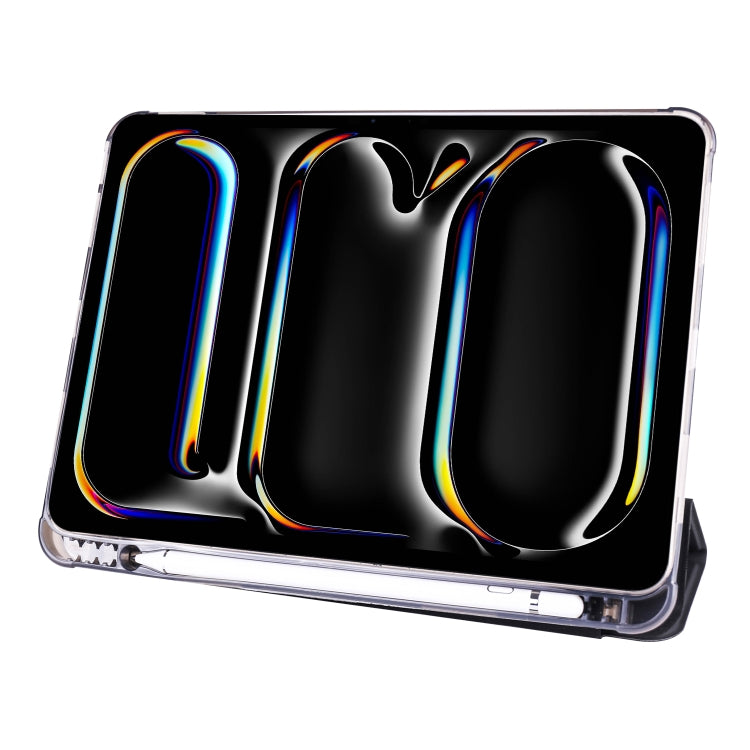 For iPad Pro 13 2024 3-fold TPU Leather Smart Tablet Case with Pen Slot(Black) - iPad Pro 13 2024 Cases by PMC TechLife | Online Shopping South Africa | PMC TechLife | Buy Now Pay Later Mobicred