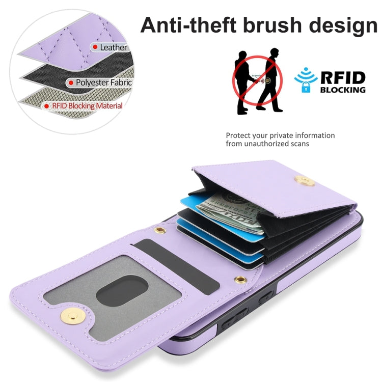 For Samsung Galaxy S24 5G YM015 Crossbody Rhombic Card Bag RFID Phone Case(Light Purple) - Galaxy S24 5G Cases by PMC Jewellery | Online Shopping South Africa | PMC Jewellery | Buy Now Pay Later Mobicred