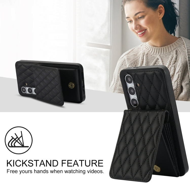 For Samsung Galaxy S24+ 5G YM015 Crossbody Rhombic Card Bag RFID Phone Case(Black) - Galaxy S24+ 5G Cases by PMC Jewellery | Online Shopping South Africa | PMC Jewellery | Buy Now Pay Later Mobicred