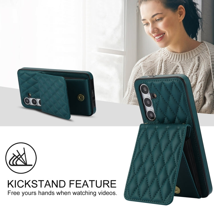 For Samsung Galaxy S24+ 5G YM015 Crossbody Rhombic Card Bag RFID Phone Case(Green) - Galaxy S24+ 5G Cases by PMC Jewellery | Online Shopping South Africa | PMC Jewellery | Buy Now Pay Later Mobicred