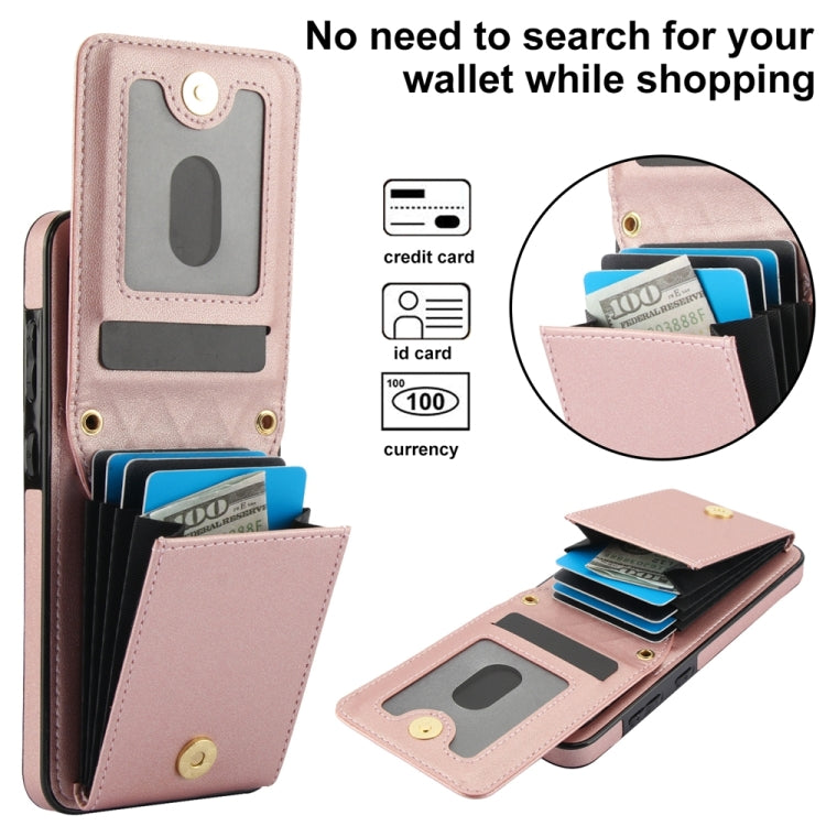 For Samsung Galaxy S24+ 5G YM015 Crossbody Rhombic Card Bag RFID Phone Case(Rose Gold) - Galaxy S24+ 5G Cases by PMC Jewellery | Online Shopping South Africa | PMC Jewellery | Buy Now Pay Later Mobicred
