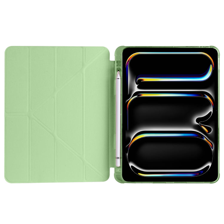 For iPad Pro 13 2024 Multi-folding TPU Leather Smart Tablet Case with Pen Slot(Matcha Green) - iPad Pro 13 2024 Cases by PMC TechLife | Online Shopping South Africa | PMC TechLife | Buy Now Pay Later Mobicred