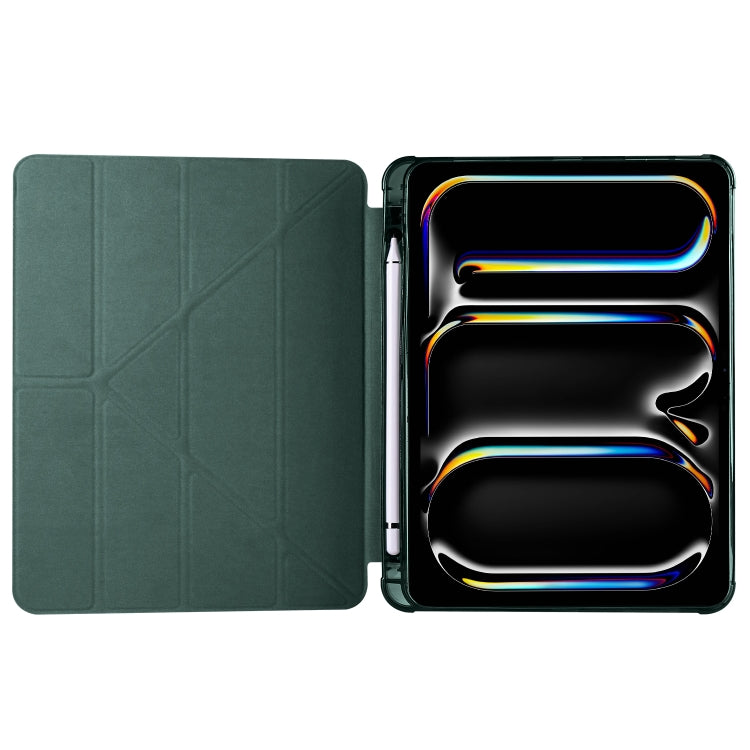 For iPad Pro 13 2024 Multi-folding TPU Leather Smart Tablet Case with Pen Slot(Pine Green) - iPad Pro 13 2024 Cases by PMC TechLife | Online Shopping South Africa | PMC TechLife | Buy Now Pay Later Mobicred