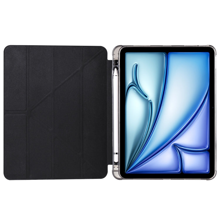 For iPad Air 11 2025 / 2024 Multi-folding TPU Leather Smart Tablet Case with Pen Slot(Black) - iPad Air 11 2025 / 2024 Cases by PMC TechLife | Online Shopping South Africa | PMC TechLife | Buy Now Pay Later Mobicred