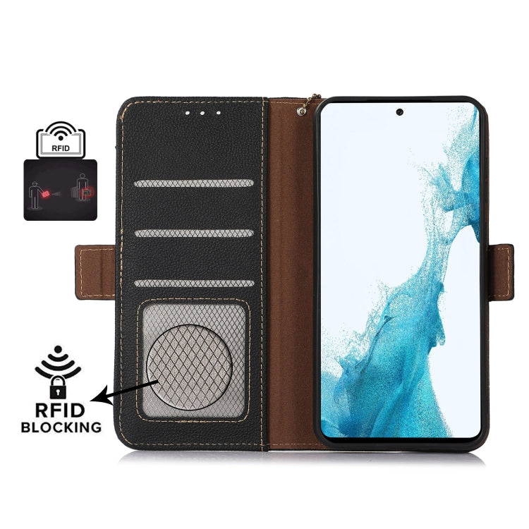 For iPhone 16 Side-Magnetic TJ Genuine Leather RFID Phone Case(Black) - iPhone 16 Cases by PMC TechLife | Online Shopping South Africa | PMC TechLife | Buy Now Pay Later Mobicred