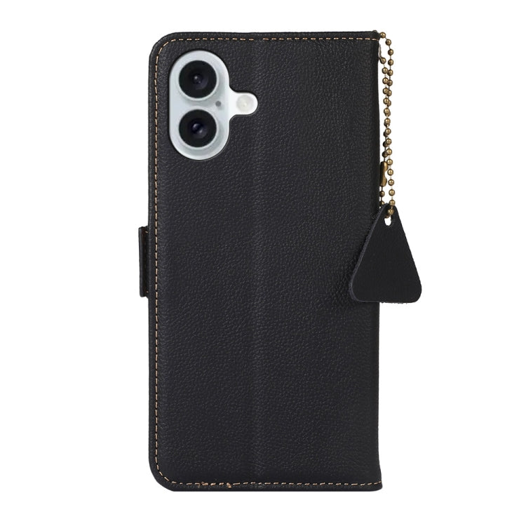 For iPhone 16 Plus Side-Magnetic TJ Genuine Leather RFID Phone Case(Black) - free shipping - PMC TechLife - Order now!