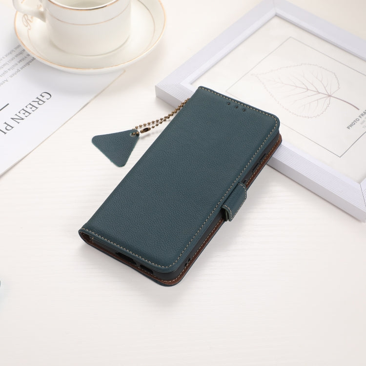 For iPhone 16 Plus Side-Magnetic TJ Genuine Leather RFID Phone Case(Green) - iPhone 16 Plus Cases by PMC TechLife | Online Shopping South Africa | PMC TechLife | Buy Now Pay Later Mobicred