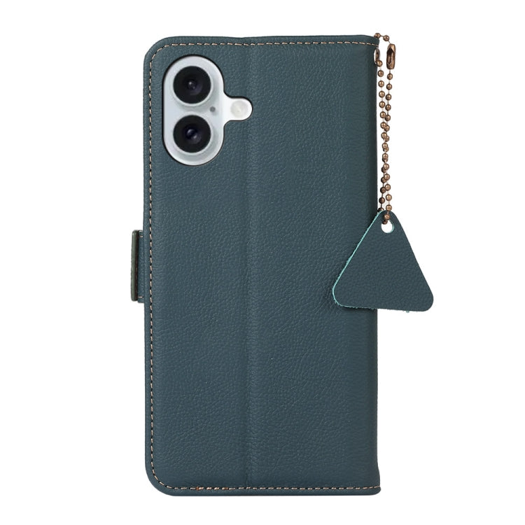For iPhone 16 Plus Side-Magnetic TJ Genuine Leather RFID Phone Case(Green) - iPhone 16 Plus Cases by PMC TechLife | Online Shopping South Africa | PMC TechLife | Buy Now Pay Later Mobicred