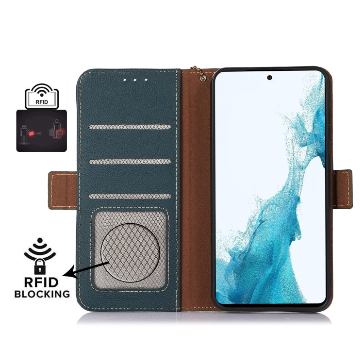 For iPhone 16 Plus Side-Magnetic TJ Genuine Leather RFID Phone Case(Green) - iPhone 16 Plus Cases by PMC TechLife | Online Shopping South Africa | PMC TechLife | Buy Now Pay Later Mobicred